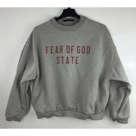 Essentials Fear of God State Sweatshirt Fleece Crew Neck Heather Oatmeal Medium - Picture 2 of 16